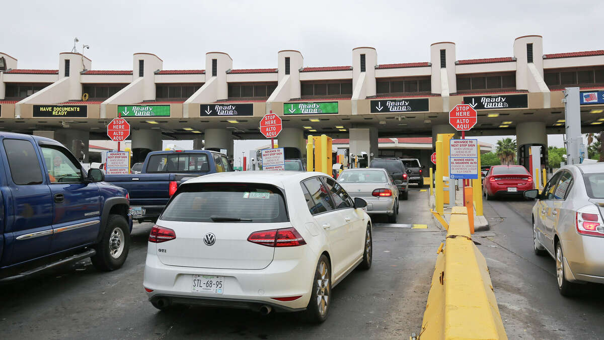Vehicles entering the U.S. from Nuevo Laredo wait in line at the Ready Lanes at Lincoln Juarez International Bridge. CBP Office of Field Operations Laredo Port of Entry said that this agency will soon begin to process larger volumes of international travelers to the United States through the South Texas border.