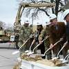 Ground is broken for a new $17 million New York National Guard vehicle maintenance facility to be constructed next to the 42nd Infantry Division headquarters on Friday, March 31, 2023, on Glenmore Rd. in North Greenbush, N.Y.