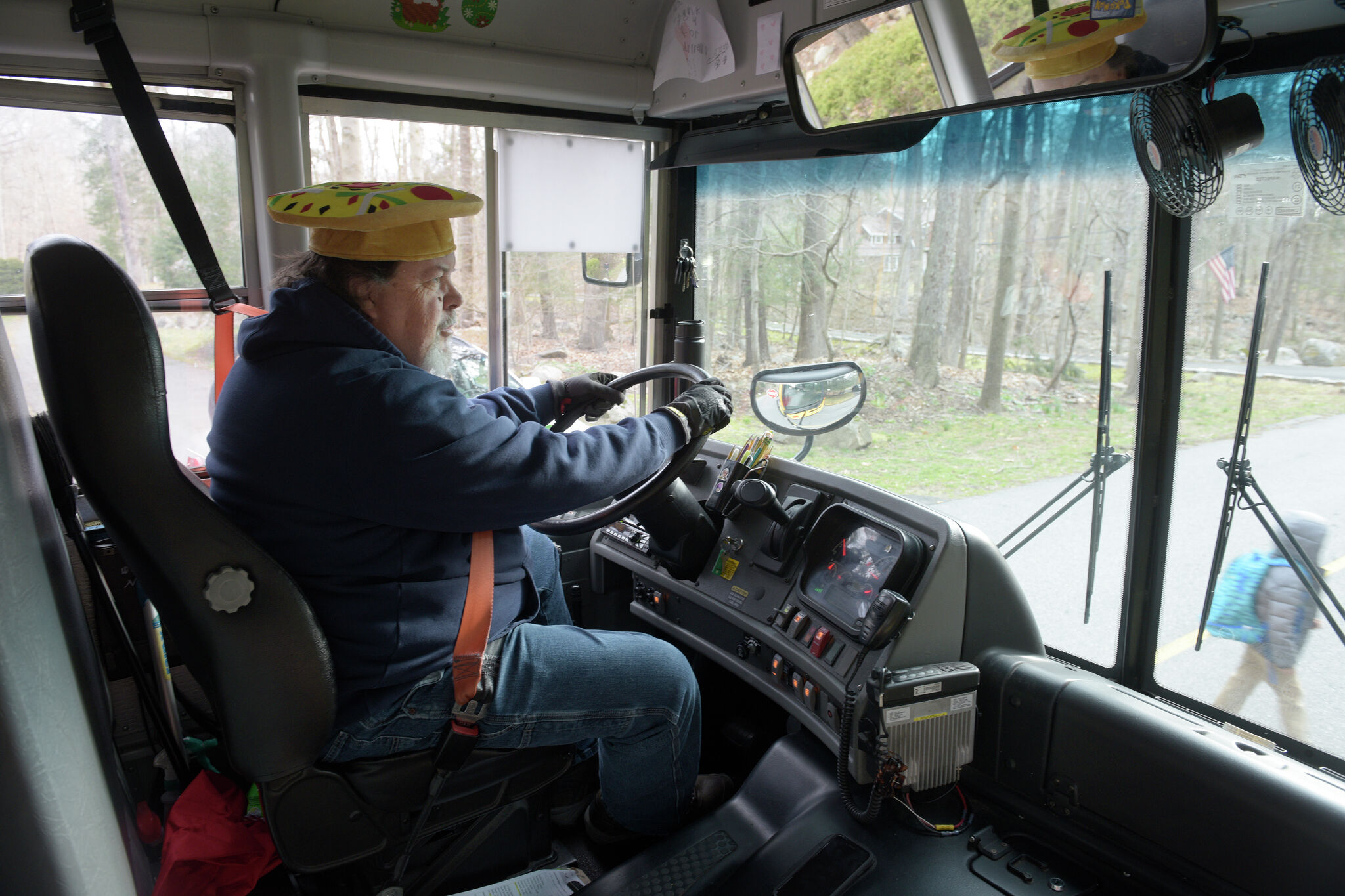 Wilton school bus driver's zany hats bring 'Friday Fun on Bus 21'(03)