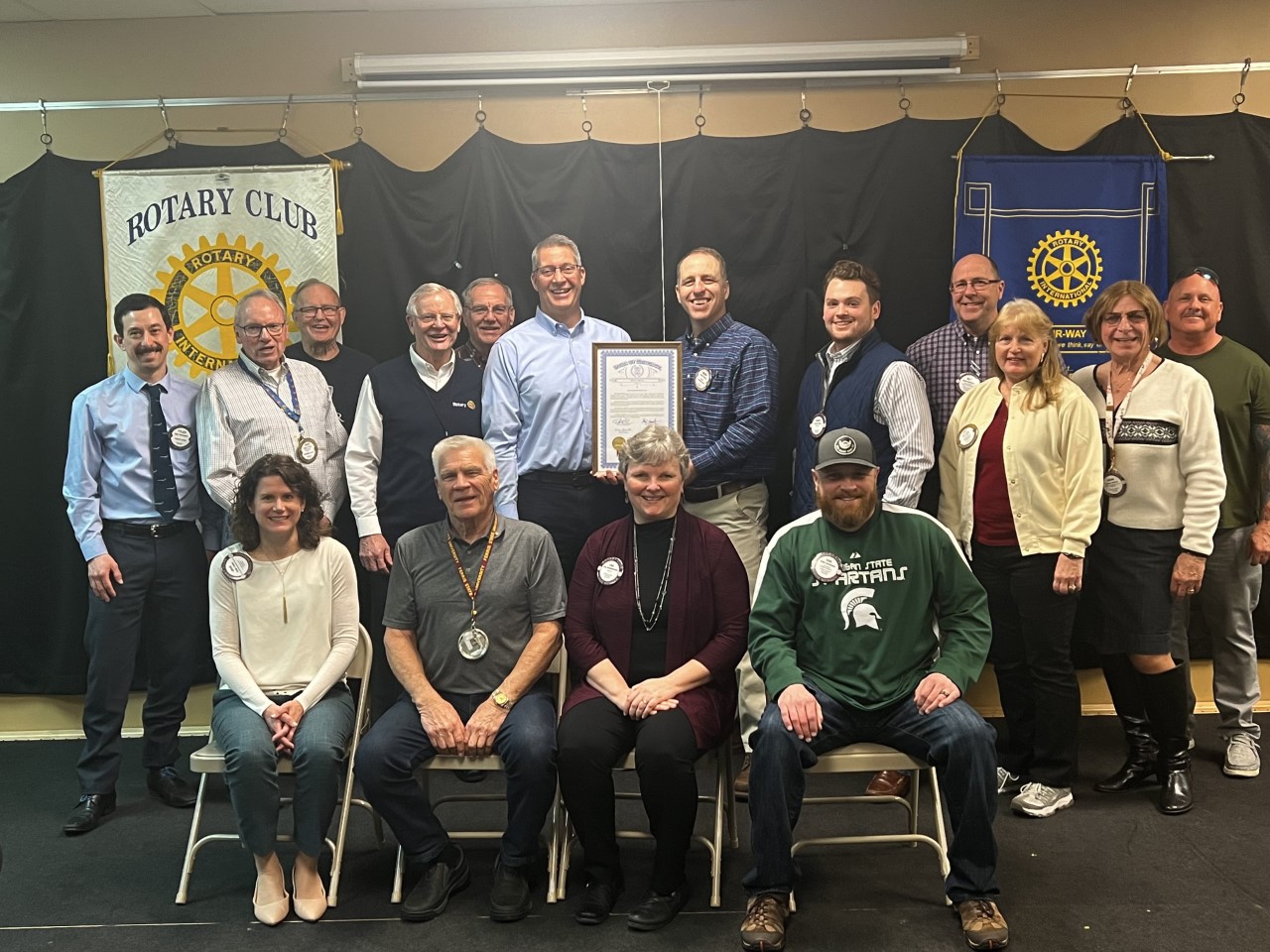 Rep. Tom Kunse presents Big Rapids Rotary with certificate