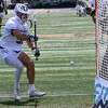 UAlbany graduate student Elijah Gash scores a goal against University of Maryland, Baltimore County on Saturday, April 1, 2023, on the UAlbany campus in Albany, NY.