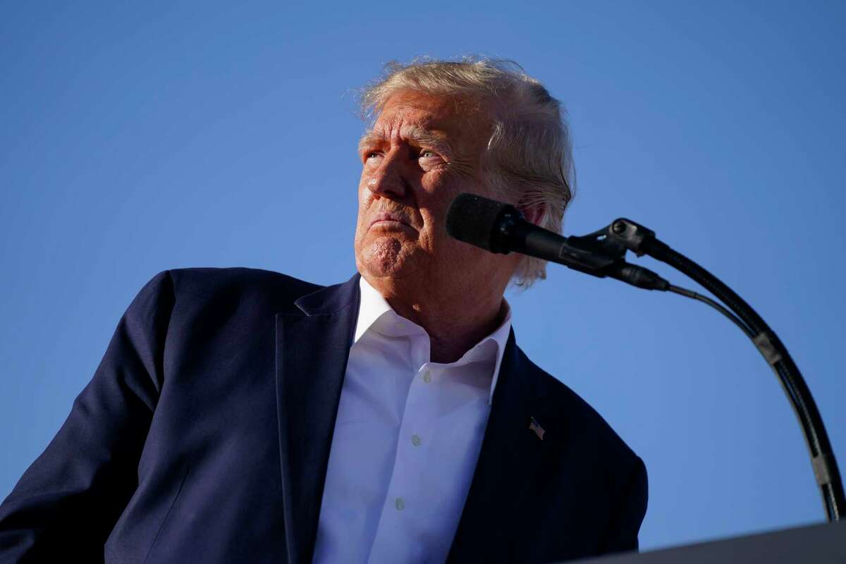 Former President Donald Trump speaks at a campaign rally at Waco Regional Airport, Saturday, March 25, 2023, in Waco, Texas. 