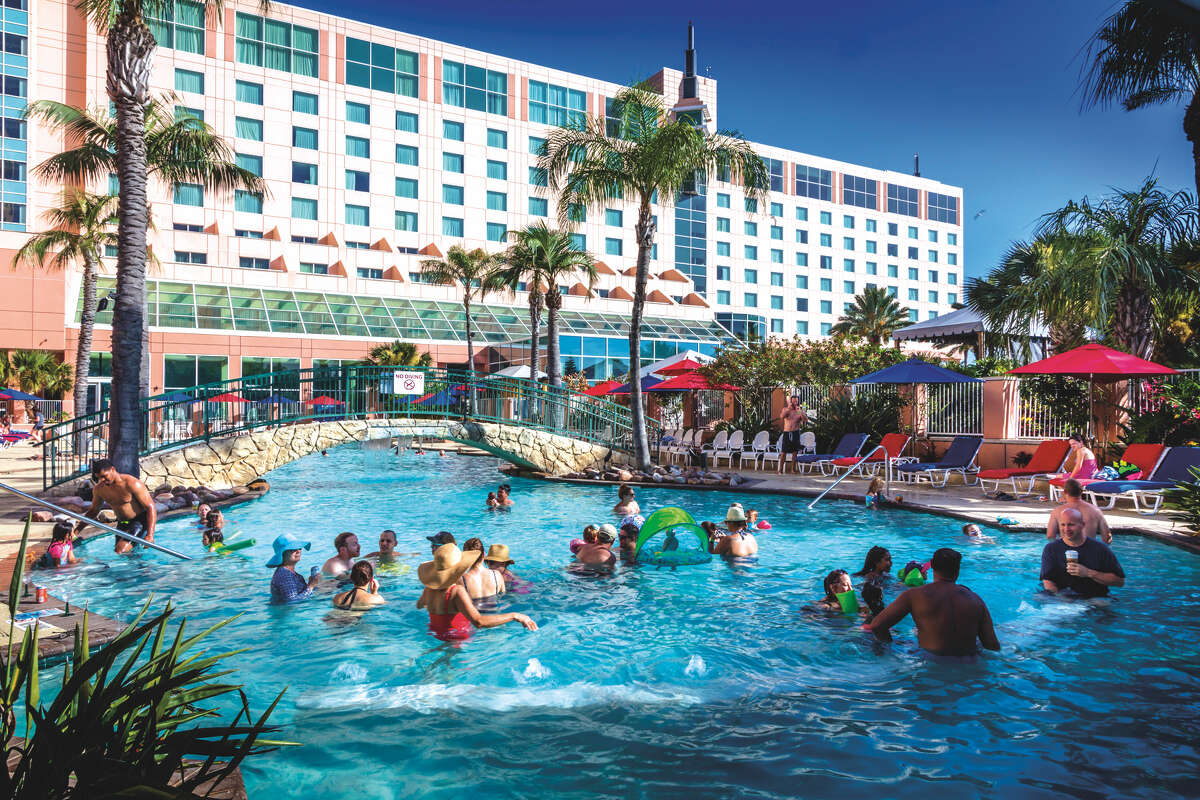 Make a splash in the pool at Moody Gardens Hotel in Galveston.
