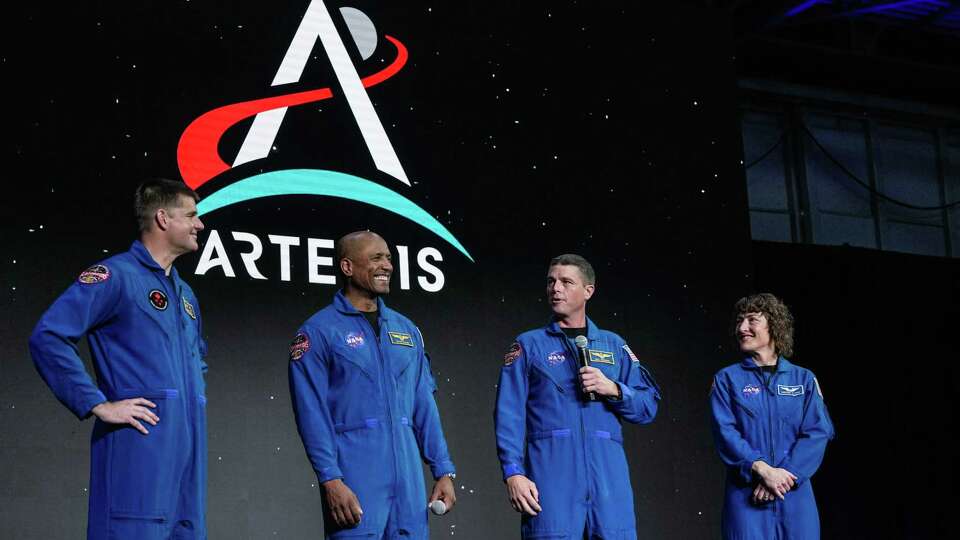 NASA announces that Victor Glover, Christina Koch and Reid Wiseman of NASA, and Jeremy Hansen of the Canadian Space Agency are the four astronauts who will fly around the moon in late 2024 as part of NASA's Artemis II mission on Monday April 3, 2023 at the NASA Johnson Space Center's Ellington Field in Houston.