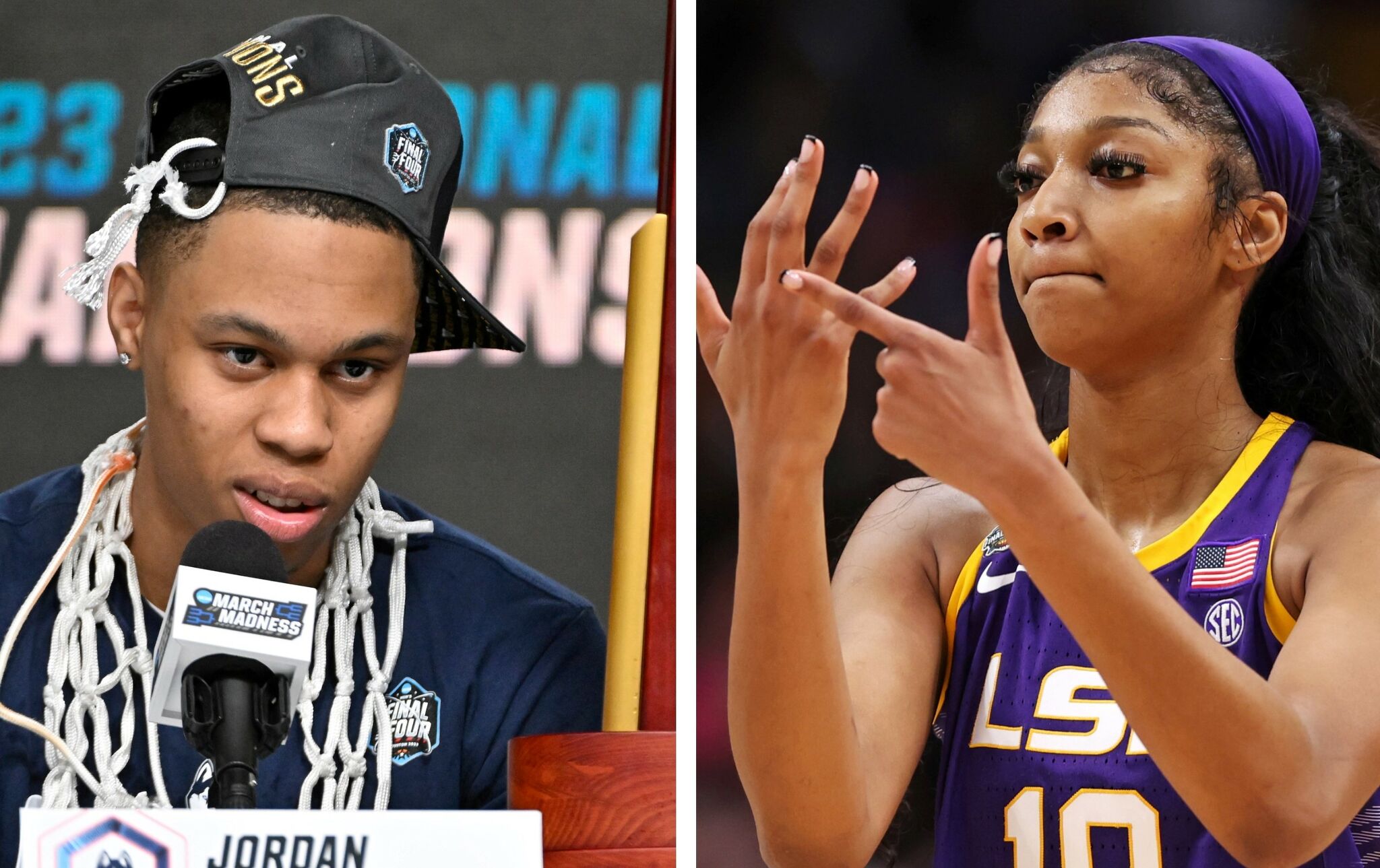 UConn's Jordan Hawkins sticks up for cousin, LSU star Angel Reese