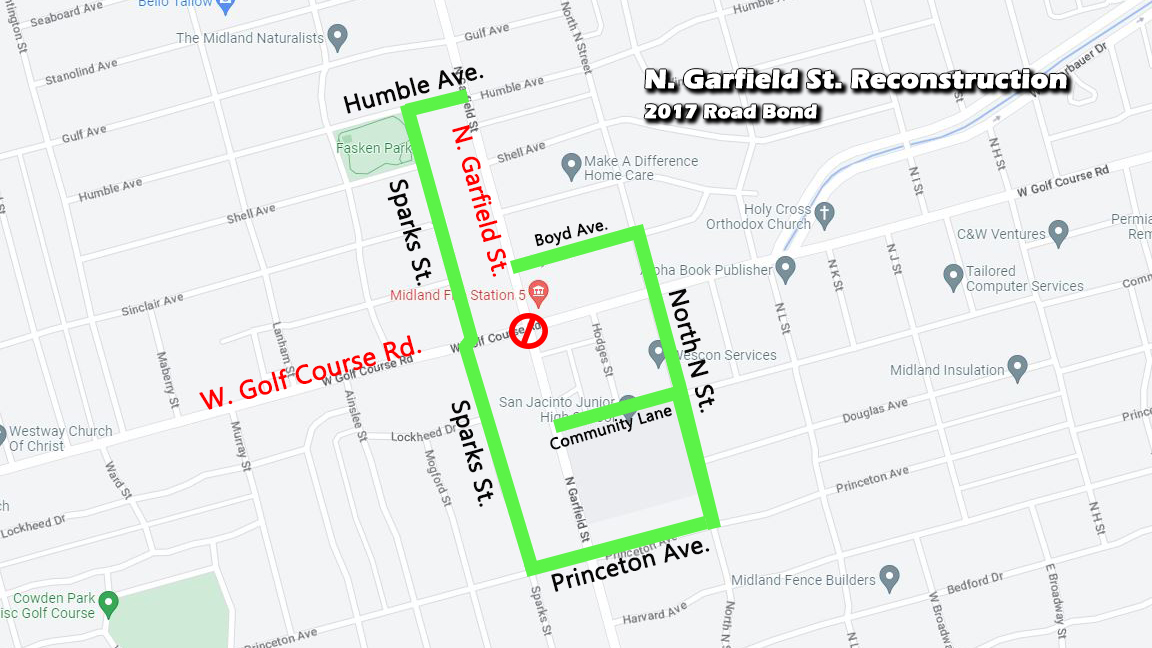 City of Midland Intersection at Garfield/Golf Course to be closed