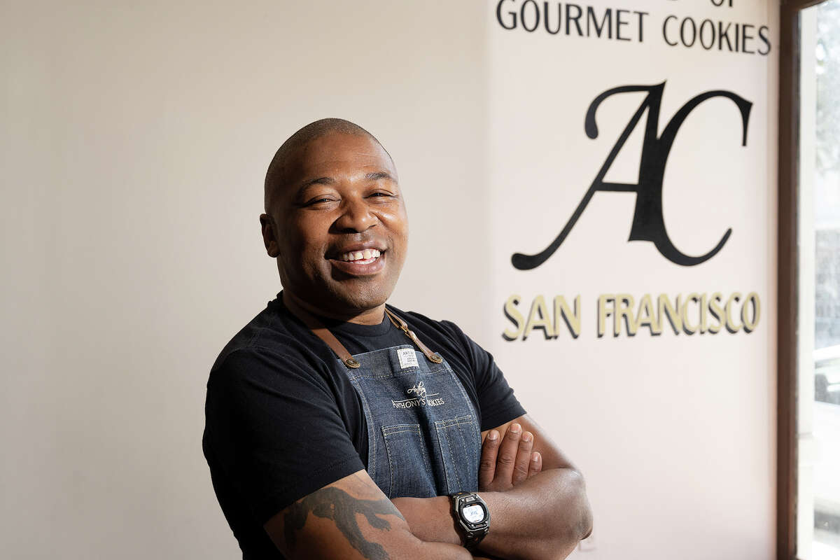 Anthony Lucas, owner of Anthony's Cookies, stands at his store in San Francisco on March 4th.