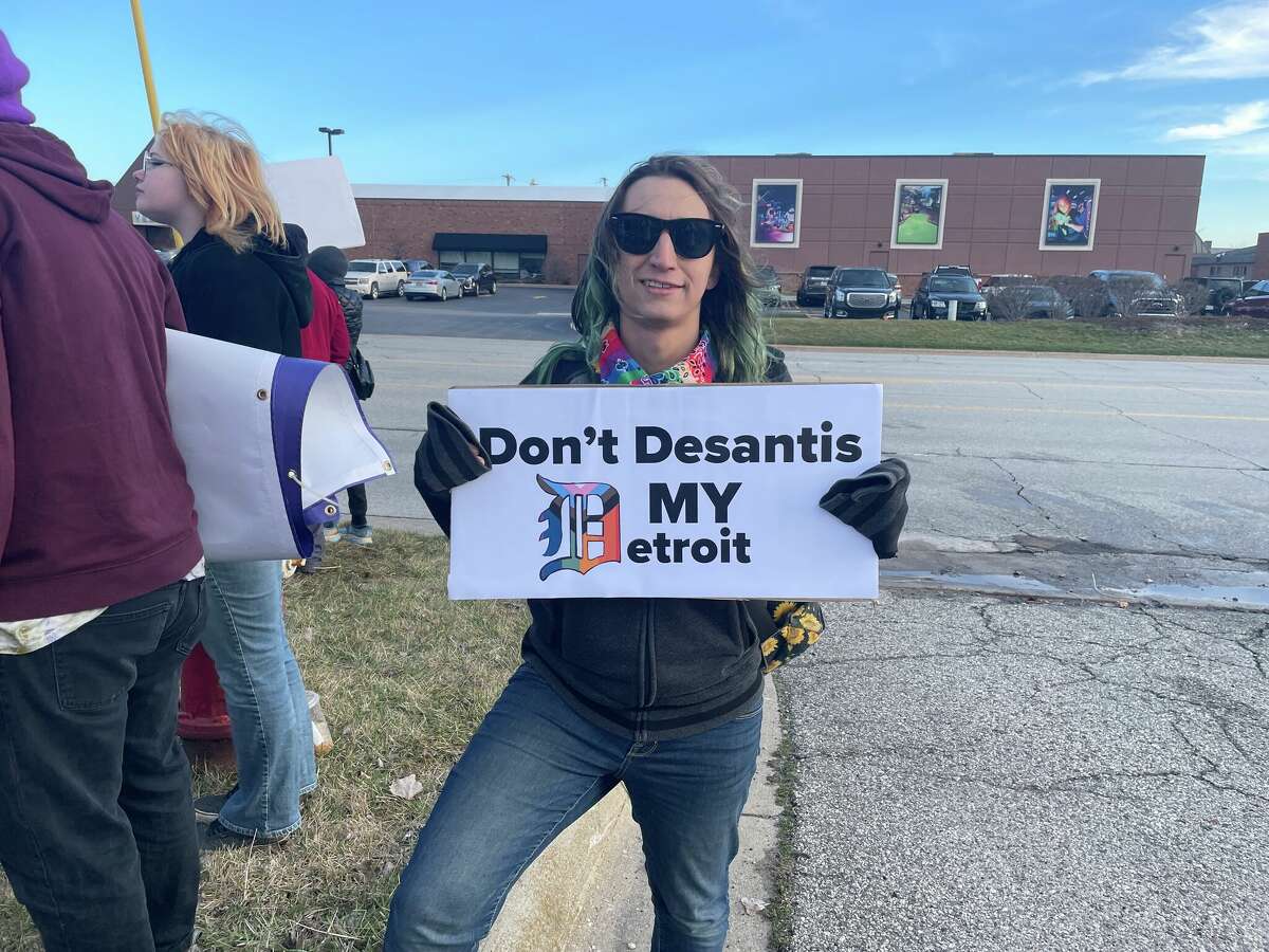 Protestors Counter Florida Governor Ron Desantis Visit To Midland