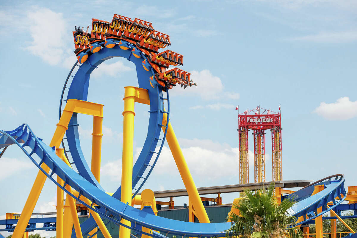 A roller coaster at Six Flags Fiesta Texas in San Antonio.