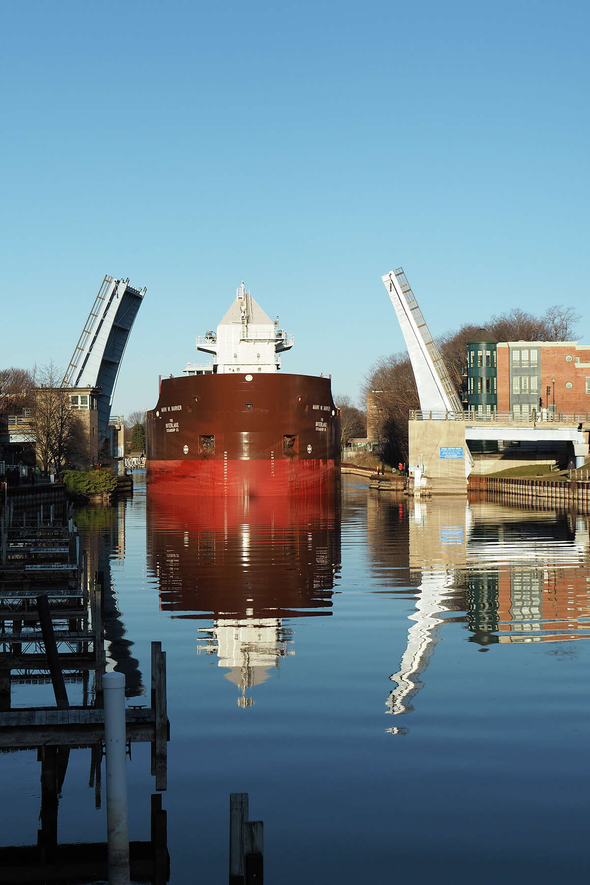 Manistee sees ship Mark W. Barker for the first time