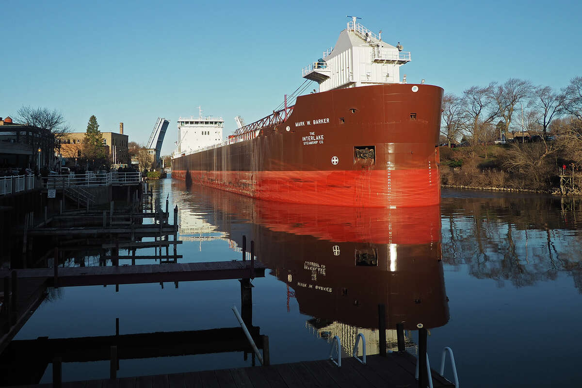 Manistee sees ship Mark W. Barker for the first time