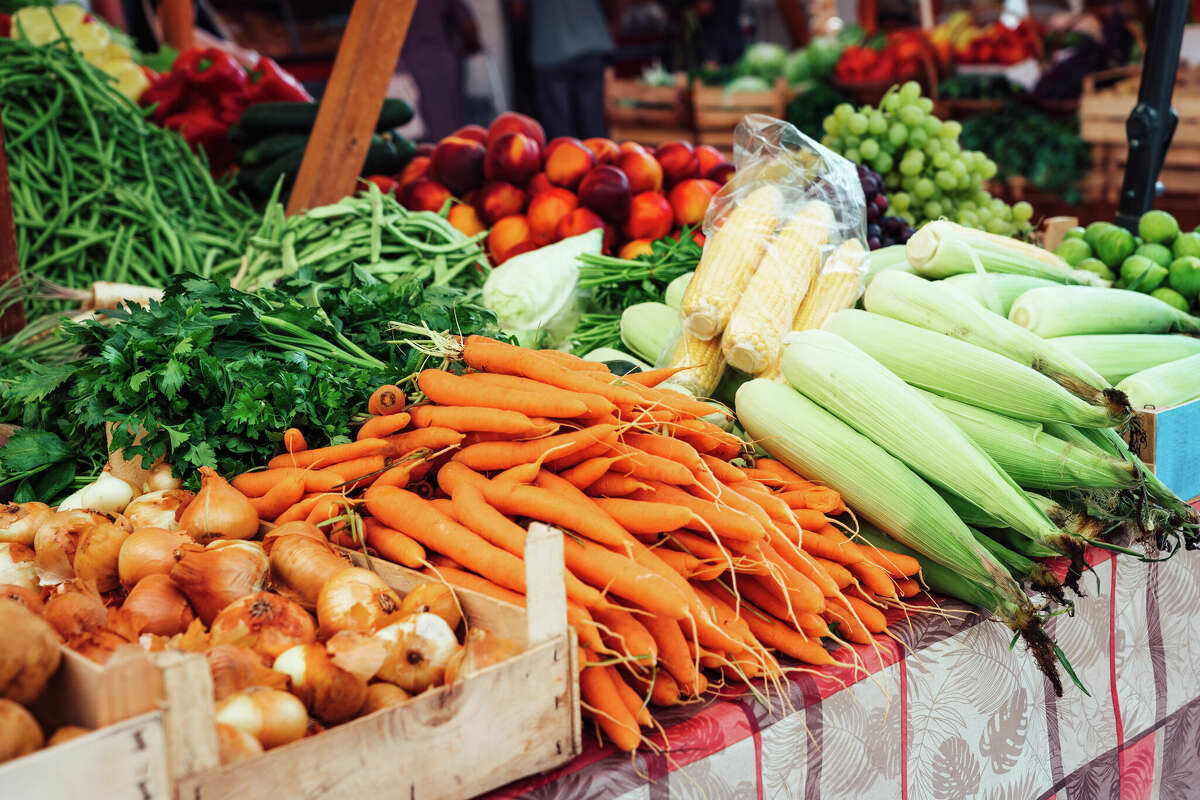 Fresh vegetables for sale on market stall Dubrovnik, Croatia