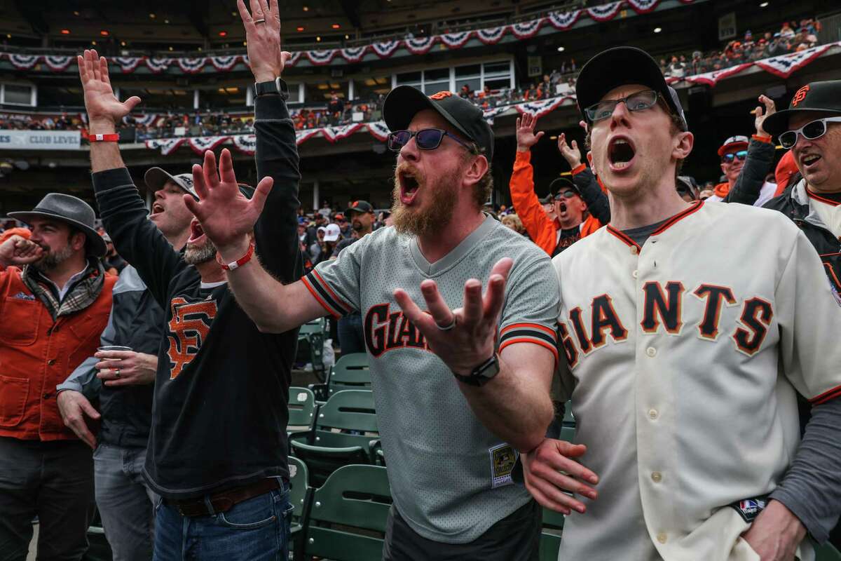 San Francisco, CA: San Francisco Giants fan cheers on the team