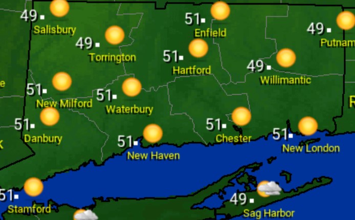 Weather In Connecticut NWS: Mostly sunny with cool temps in CT to start the weekend