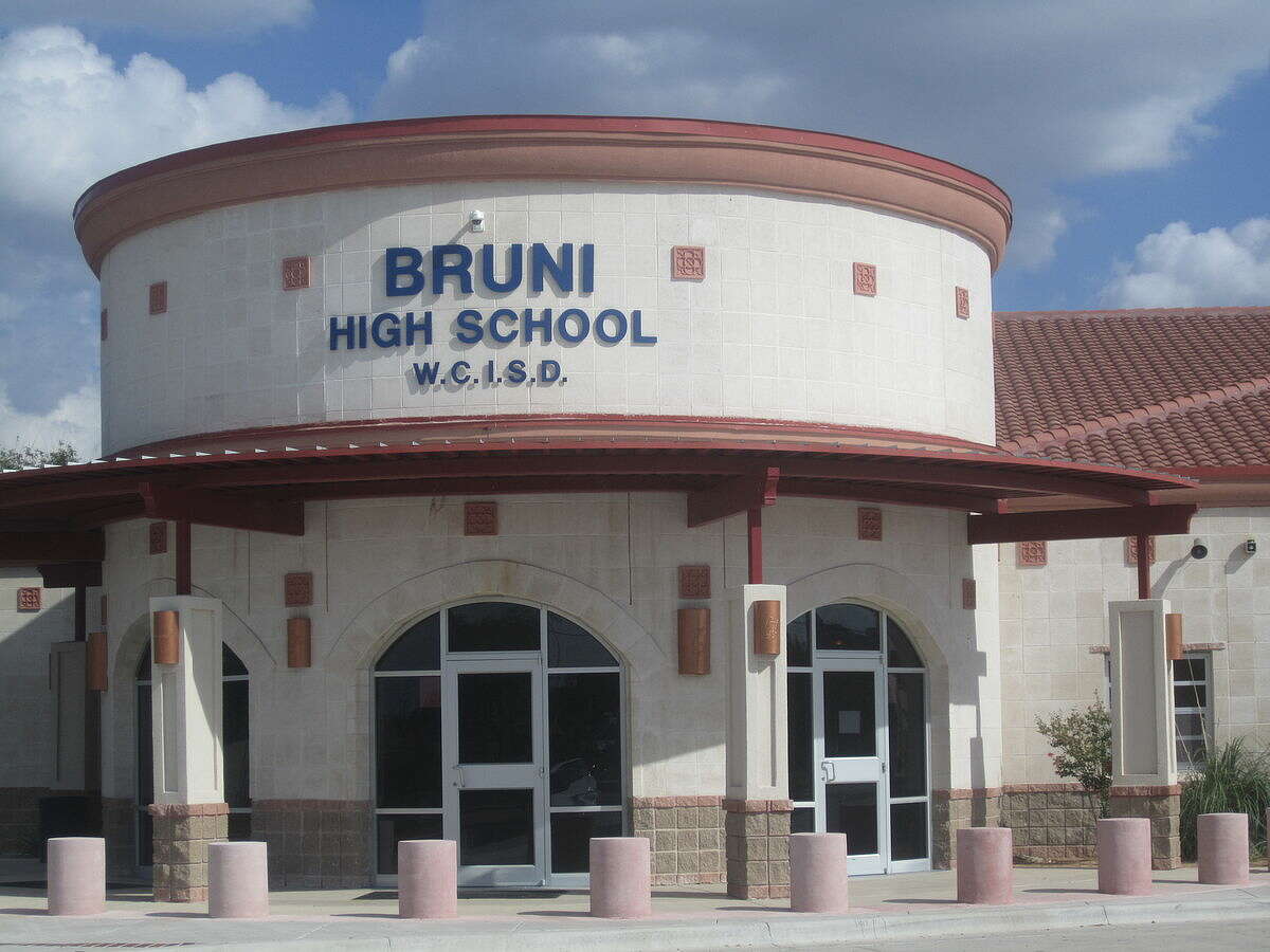 Pictured is Bruni High School and the Webb Consolidated Independent School District office location at 619 Ave F, in Bruni, Texas.