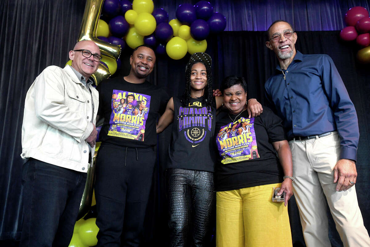 during a community celebration of hometown basketball stars Alexis Morris and the Beaumont United Timberwolves. Photo made Saturday, April 8, 2023 Kim Brent/Beaumont Enterprise