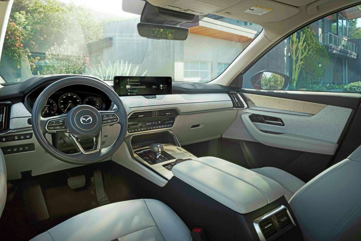 The CX-90 has room for up to seven people, or six with the optional pair of middle-row captain's chairs.