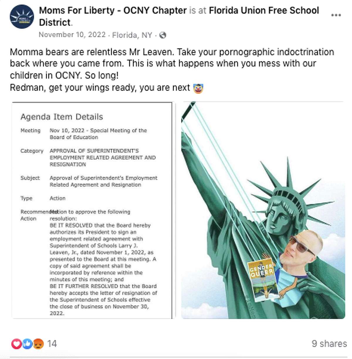 A screenshot from the Orange County Moms for Liberty Facebook page.