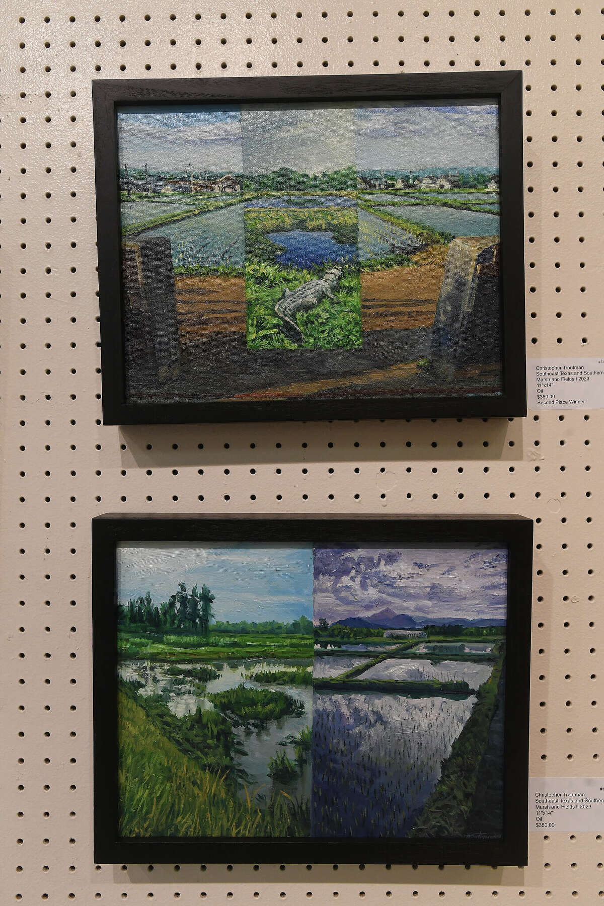 A variety of styles, techniques and subject matter comprise this year's Neches River Festival art exhibit, which opens April 16 and runs through May 30 at the Beaumont Art League. Photo made Friday, April 14, 2023 Kim Brent/Beaumont Enterprise