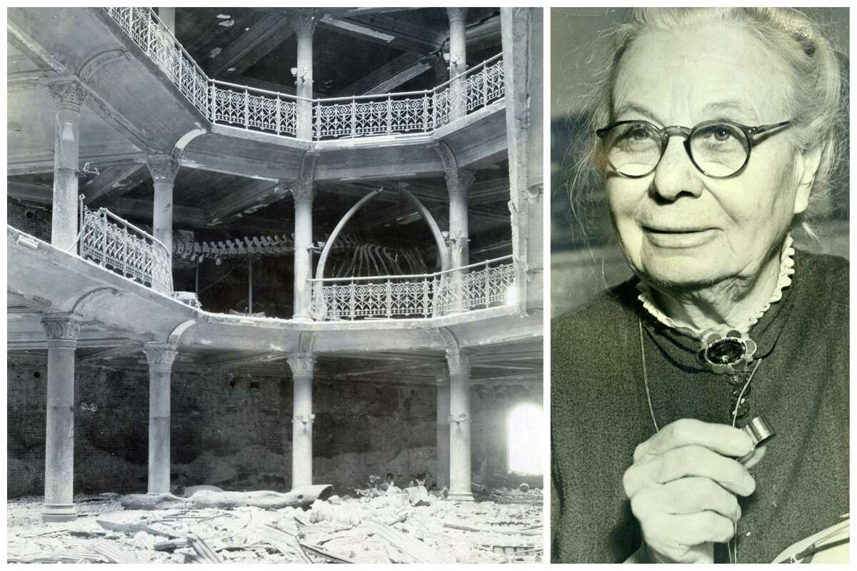 加州科学院在1906年的地震和火灾后损坏了这栋建筑;爱丽丝·伊斯特伍德在1949年用她能保存的镜头。
