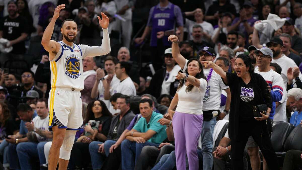 Steph Curry reacts to a call in Saturday's Game 1 loss.