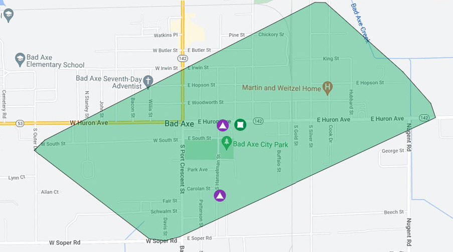 Power outage affecting downtown Bad Axe