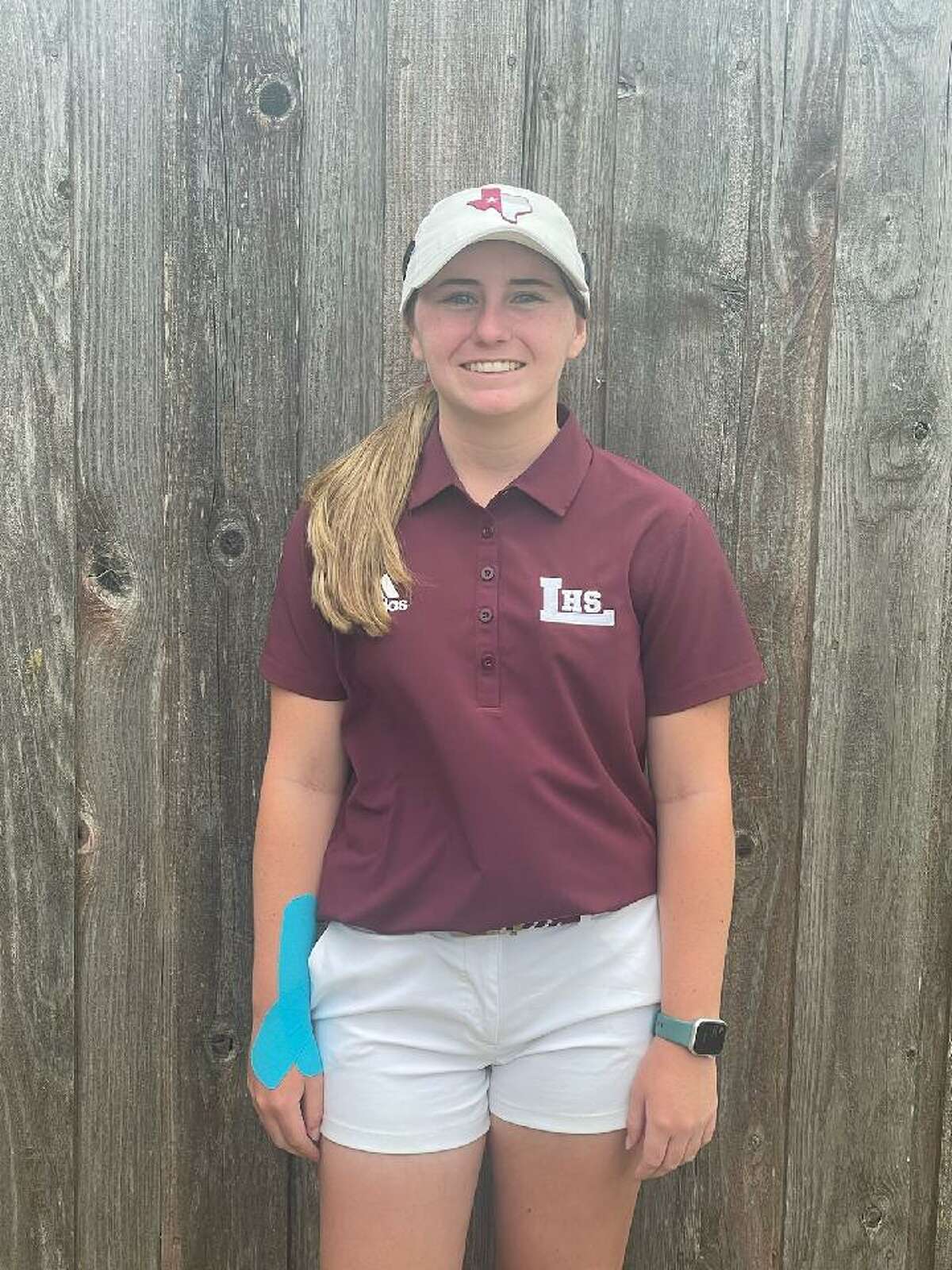 Legacy's Sarah Reed poses after qualifying for the Class 6A state girls golf tournament by tying for fourth at the Region I-6A tournament in Grand Prairie on 4/18/2023.  