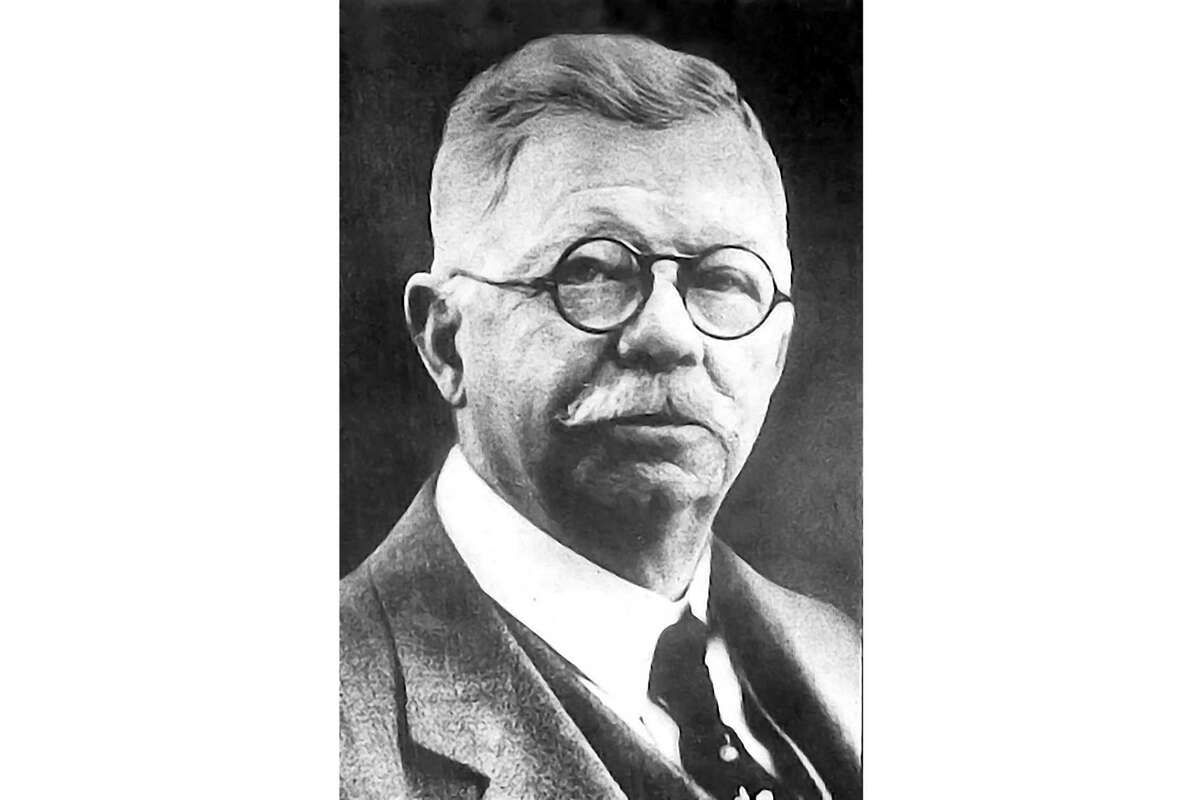 This 1923 photo from the Naval History and Heritage Command, shows Simon Lake, inventor of the 92-foot attack submarine Defender. A group of Connecticut divers have discovered the wreckage of the Defender, Sunday, April 16, 2023, the experimental submarine that was built in 1907 and later scuttled in Long Island Sound. (Naval History and Heritage Command via AP)