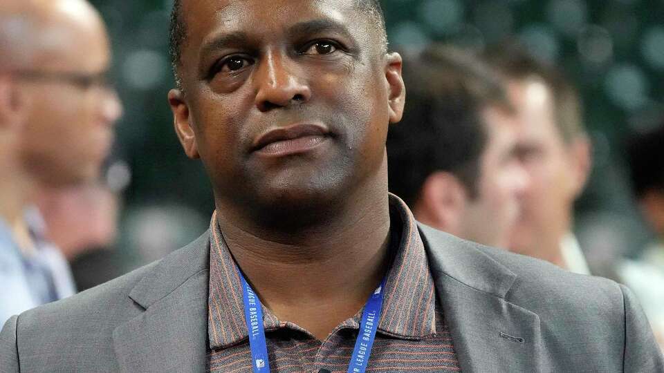 Houston Astros GM Dana Brown during batting practice before the start of a MLB baseball game at Minute Maid Park on Tuesday, April 18, 2023 in Houston.