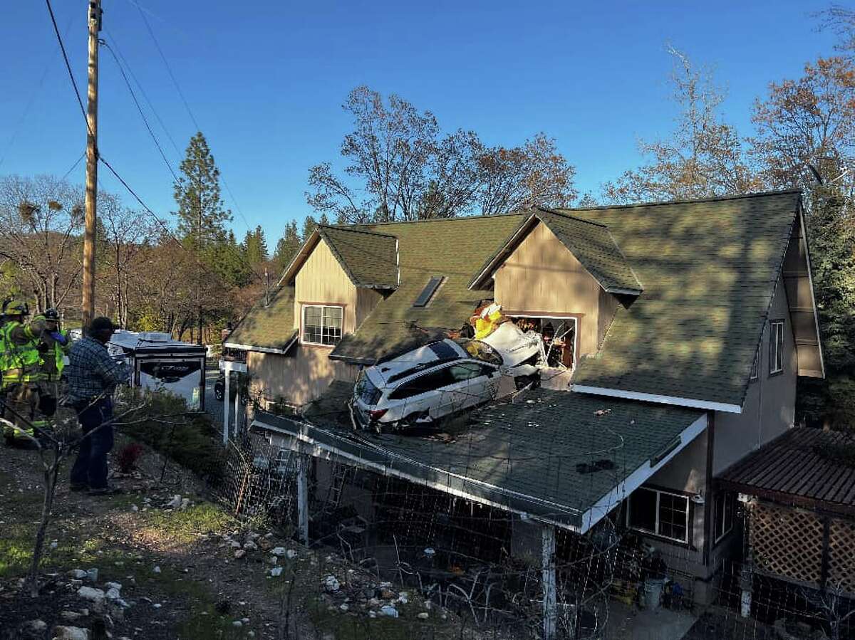 Car crashes into second story of Northern California house