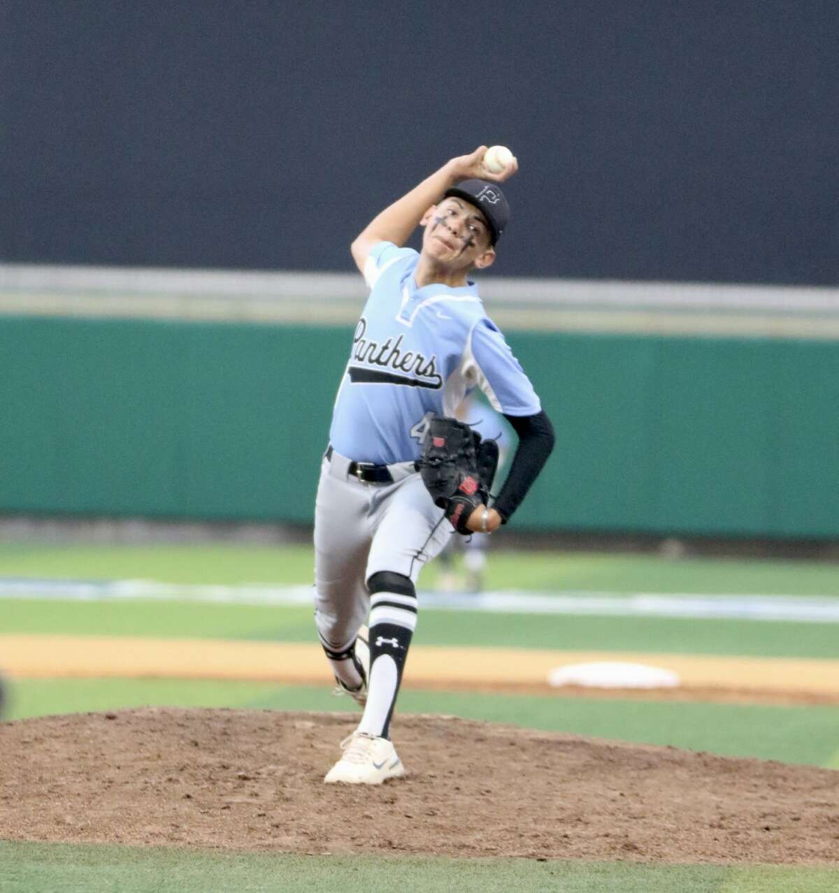United South's Arturo Garcia pitched a one-hitter Wednesday, April 19 allowing two unearned runs with 13 strikeouts and no outs in a 3-2 win over LBJ at Uni-Trade Stadium.