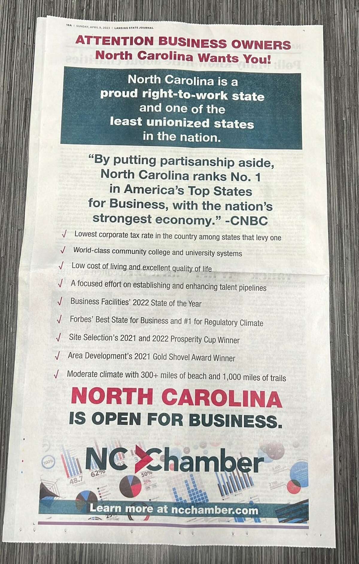 COURTING MICHIGANDERS Florida, North Carolina woo Michigan workers