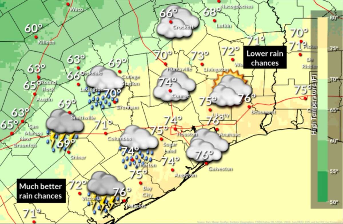 Houston weather Rainy pattern forecast Sunday through Tuesday