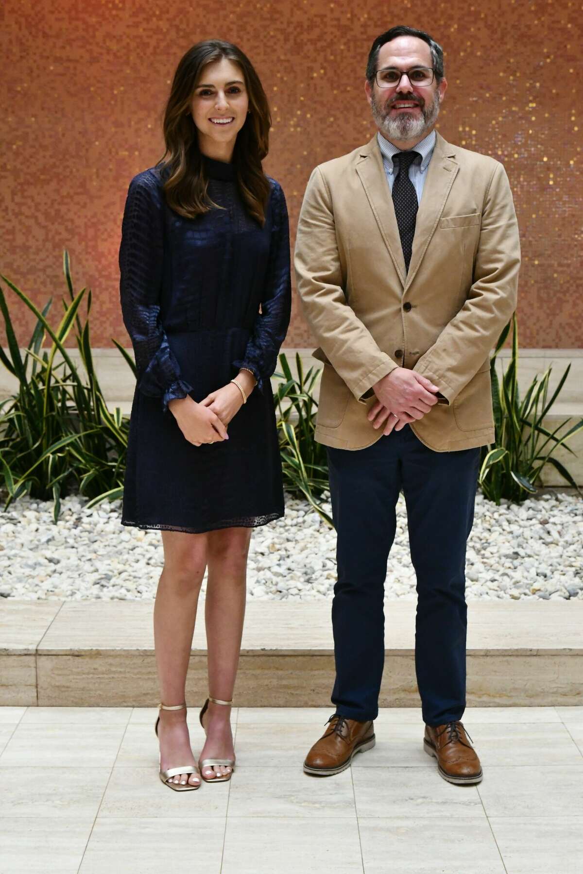 Joe Lindemood, President of Exchange Club of Midland, and Midland High School outstanding student, Grace Ware during the annual Exchange Club of Midland Awards luncheon on April 24, 2023 at the Petroleum Club. 