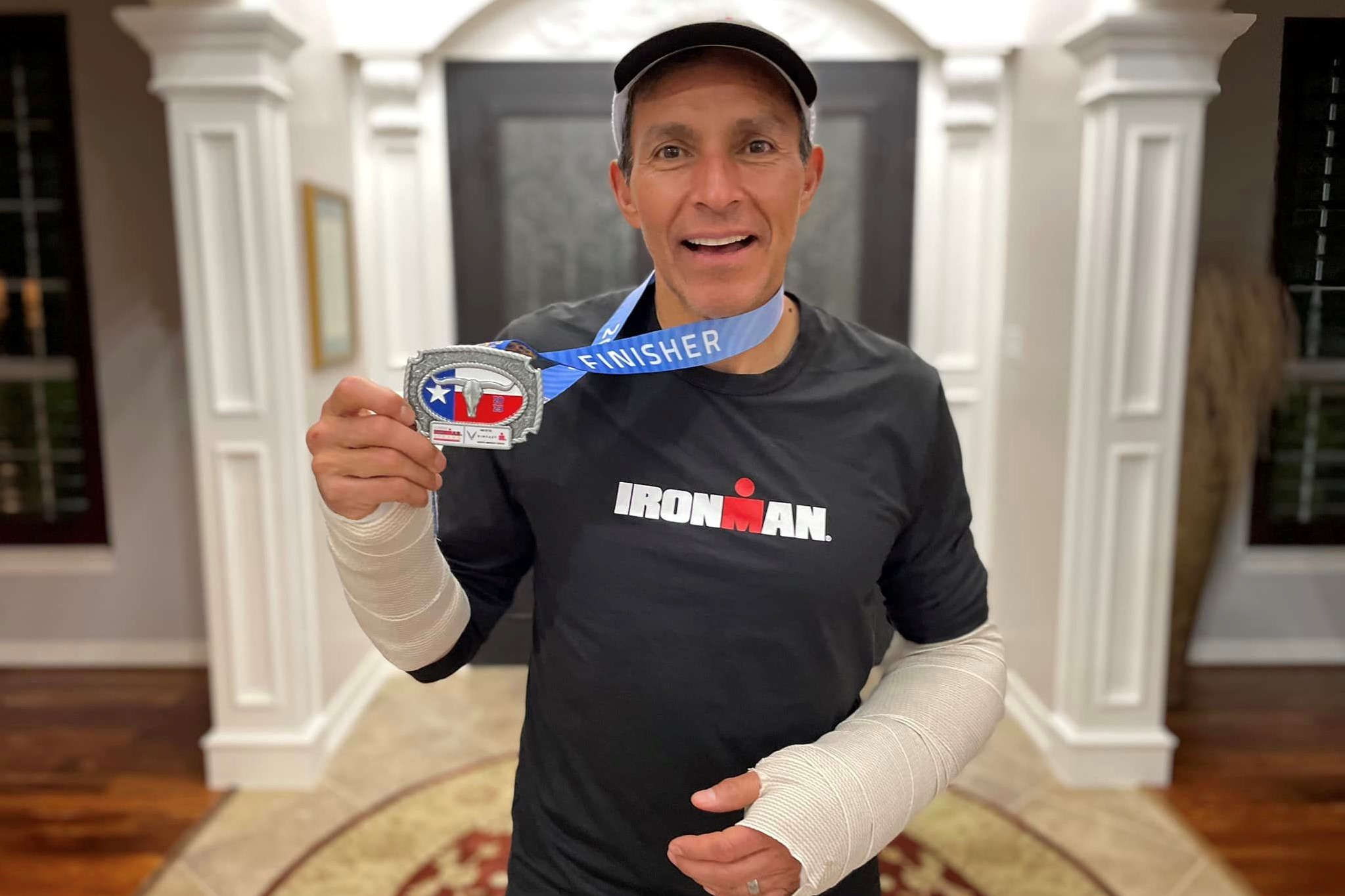 Former Houston TV anchor finishes Ironman with broken wrists