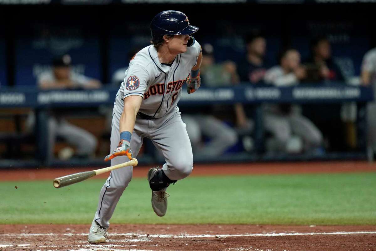 Tampa Bay Rays' Jose Siri draws a walk from Houston Astros starting pitcher  Luis Garcia during the fifth inning of a baseball game Tuesday, April 25,  2023, in St. Petersburg, Fla. (AP