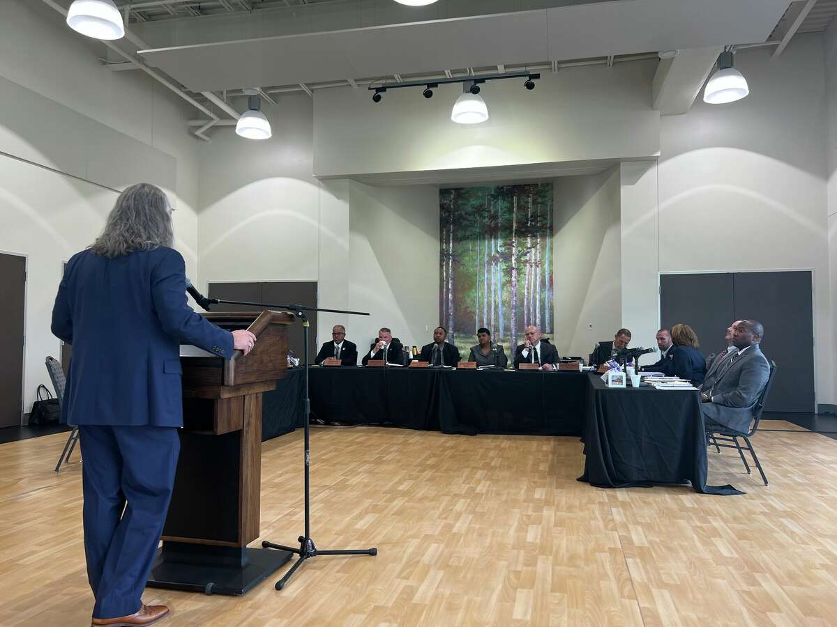 Denton Navarro Rocha Bernal and Zech, P.C. Shareholder and Partner Charles Zech gives a charter review presentation to Beaumont City Council during it's April 18 meeting at the Lakeside Center.