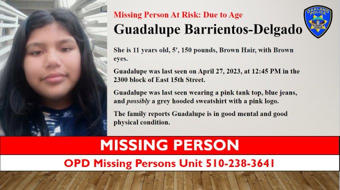 11-year-old girl reported missing in Oakland - Vimarsana News