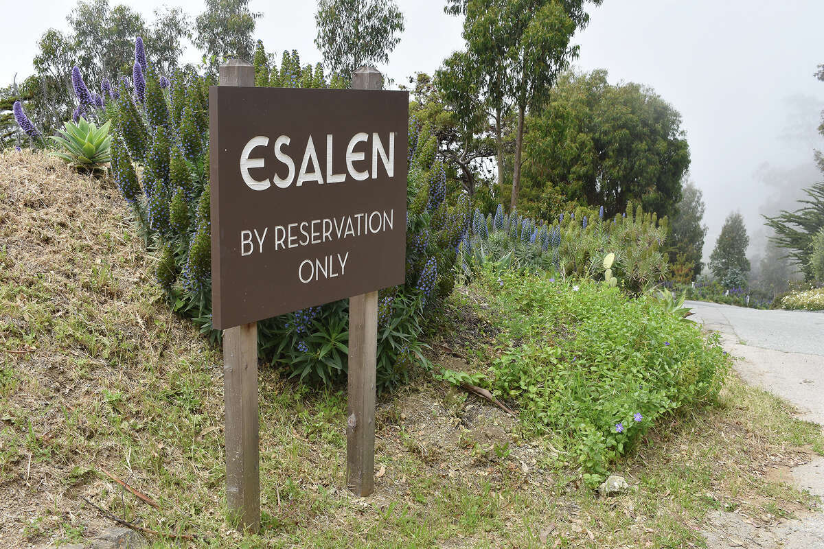 The entrance sign at Esalen Institute in Big Sur, Calif., taken April 26, 2023.