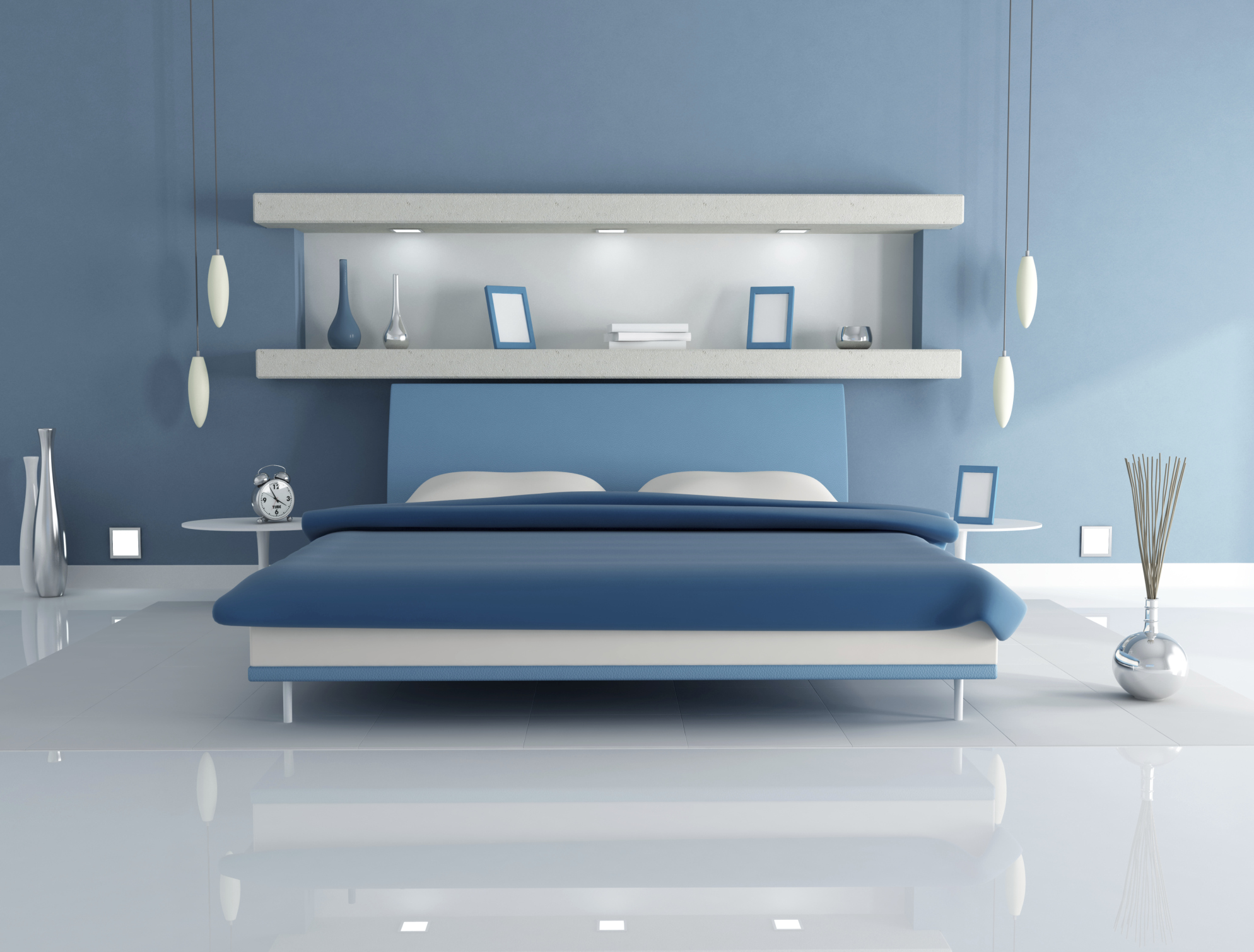What Color Shelves Match Light Blue Walls?