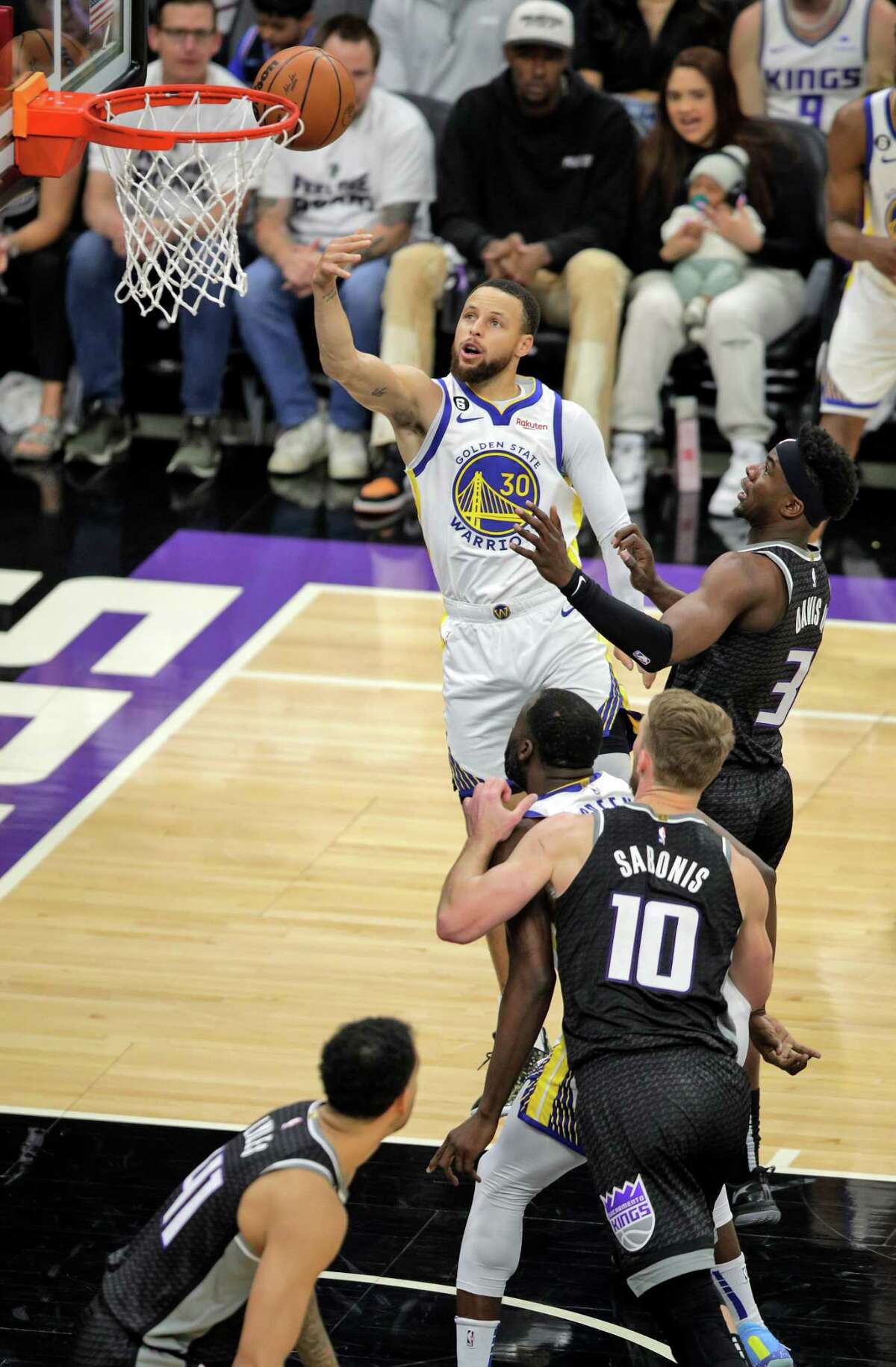 Warriors guard Stephen Curry burned the Sacramento Kings for 50 points in Game 7 of their first-round playoff series.