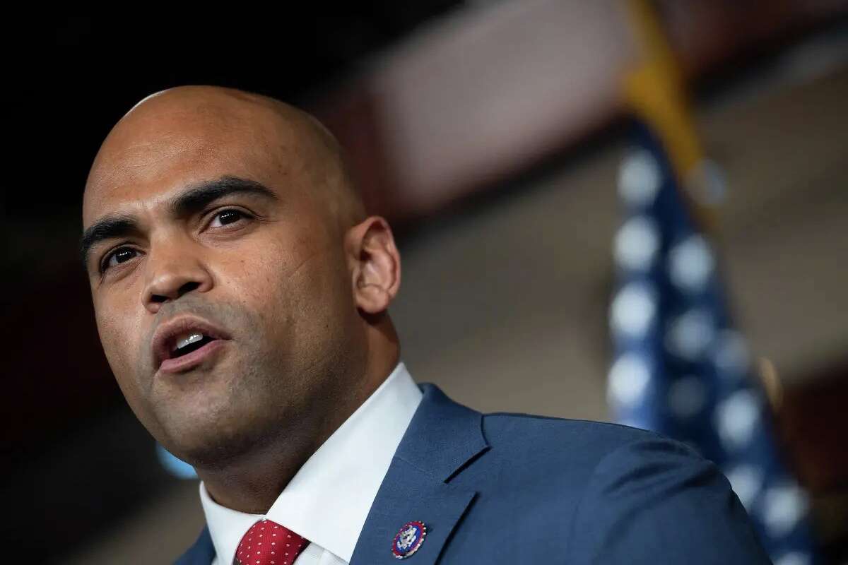 U.S. Rep. Colin Allred, D-Dallas, speaks to reporters during a press conference on voting rights legislation and reforming the filibuster at the U.S. Capitol in Washington on Jan. 12, 2022.