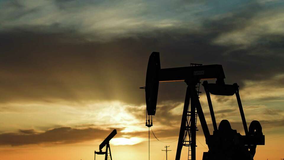 Pump jacks working on the Permian Basin near Odessa on Thursday, April 27, 2023.