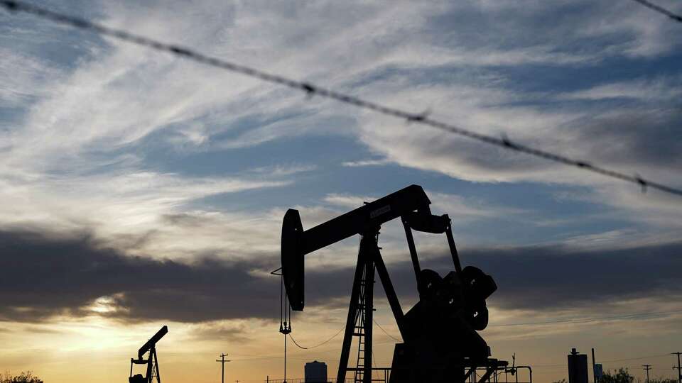 Pump jacks working on the Permian Basin near Odessa on Thursday, April 27, 2023.