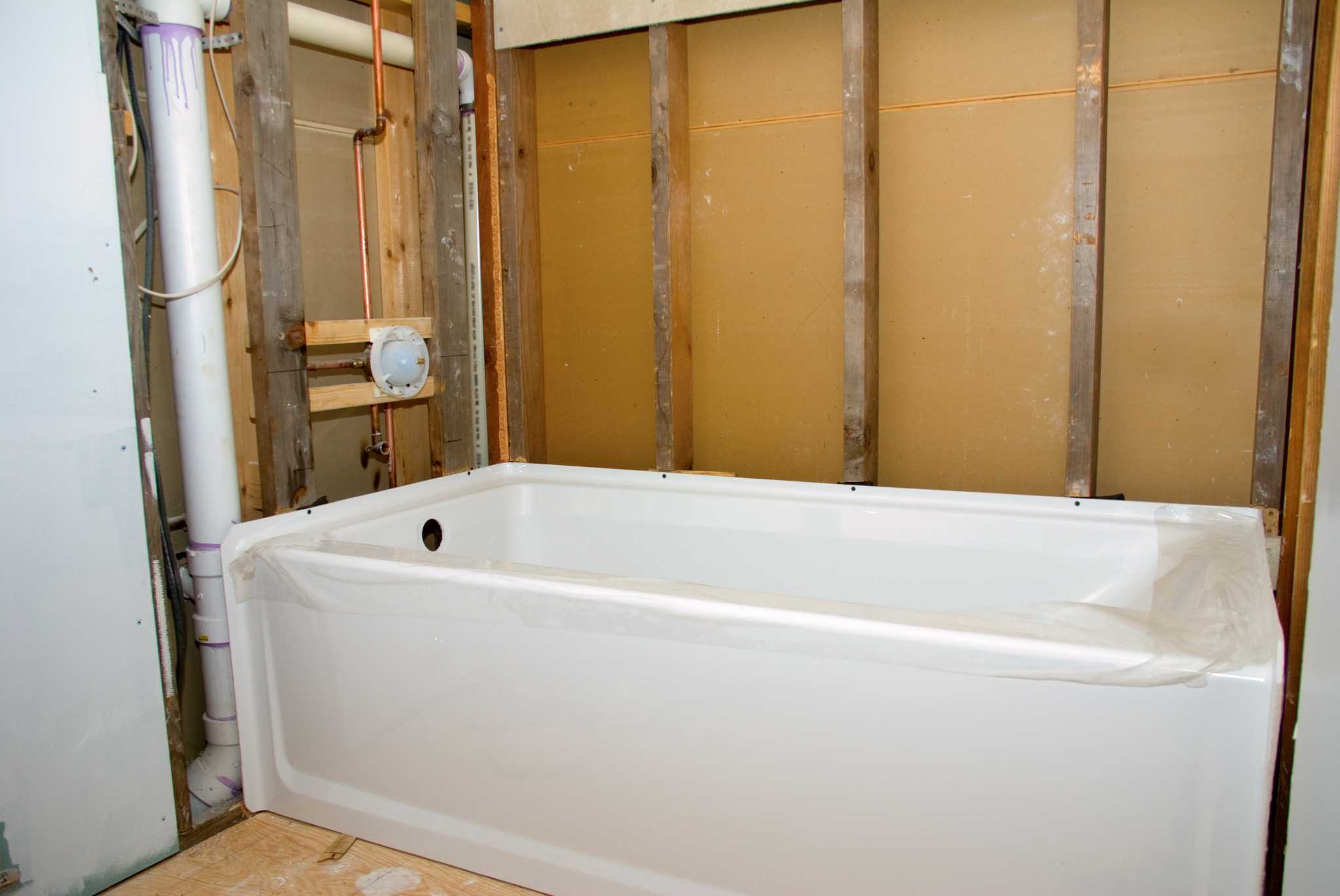 Mix Pour A B onto Floor & Set Bathtub Shower Like Mortar