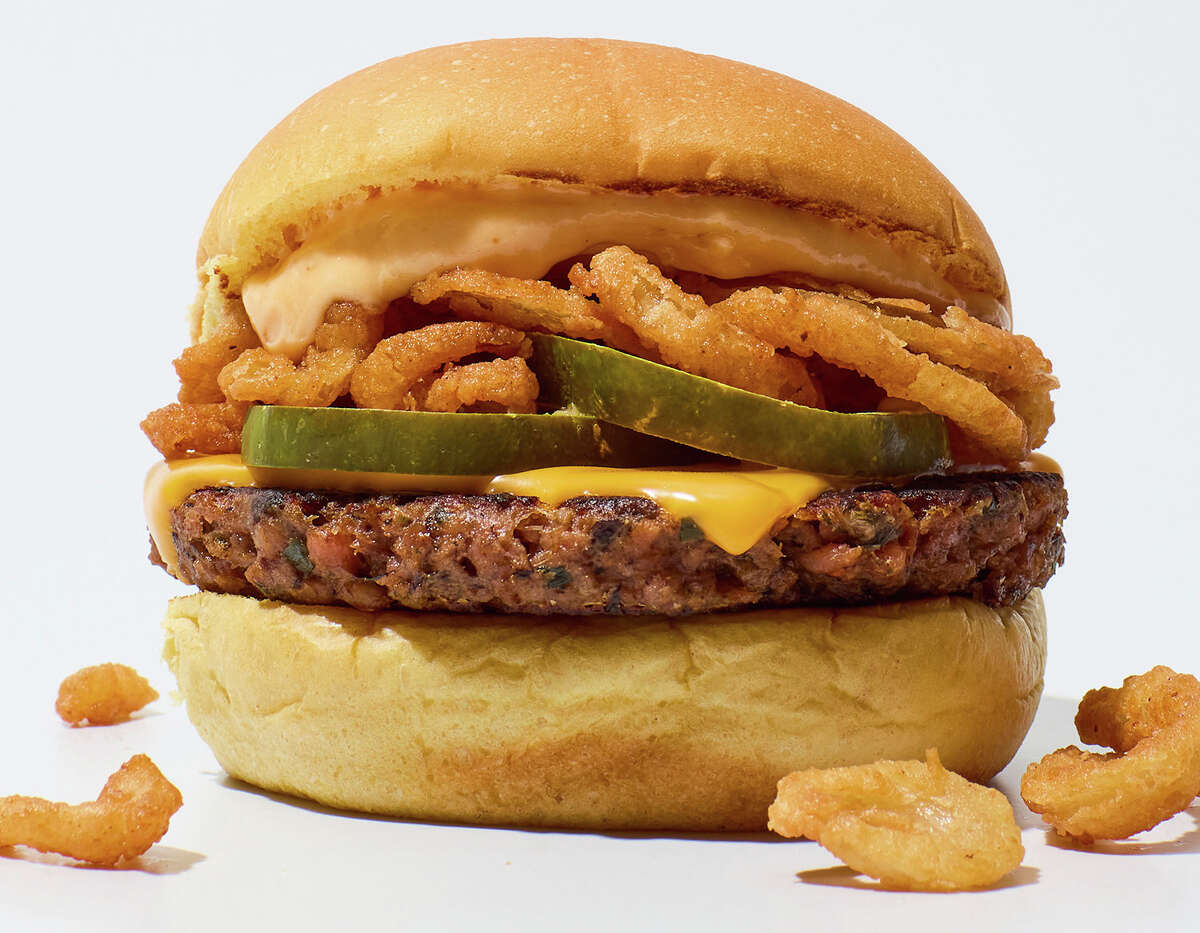 A promotional photo of the Veggie Shack, Shake Shack's new veggie burger.