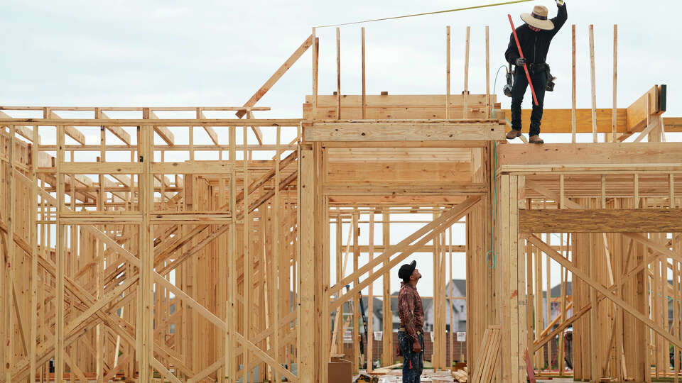 A house is shown under construction in the Jordan Ranch area Tuesday, April 18, 2023, in Fulshear.