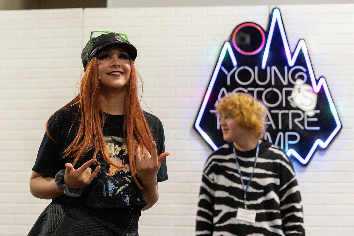 "The Art of Drag" workshop participant Cherry Bomb dances during the Youth Actor's Theatre Camp showcase in Ben Lomond on April 2, 2023. 