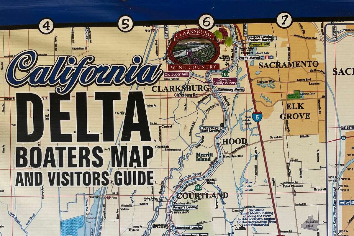 A map of the Sacramento Delta region on display at Pirates Lair. 