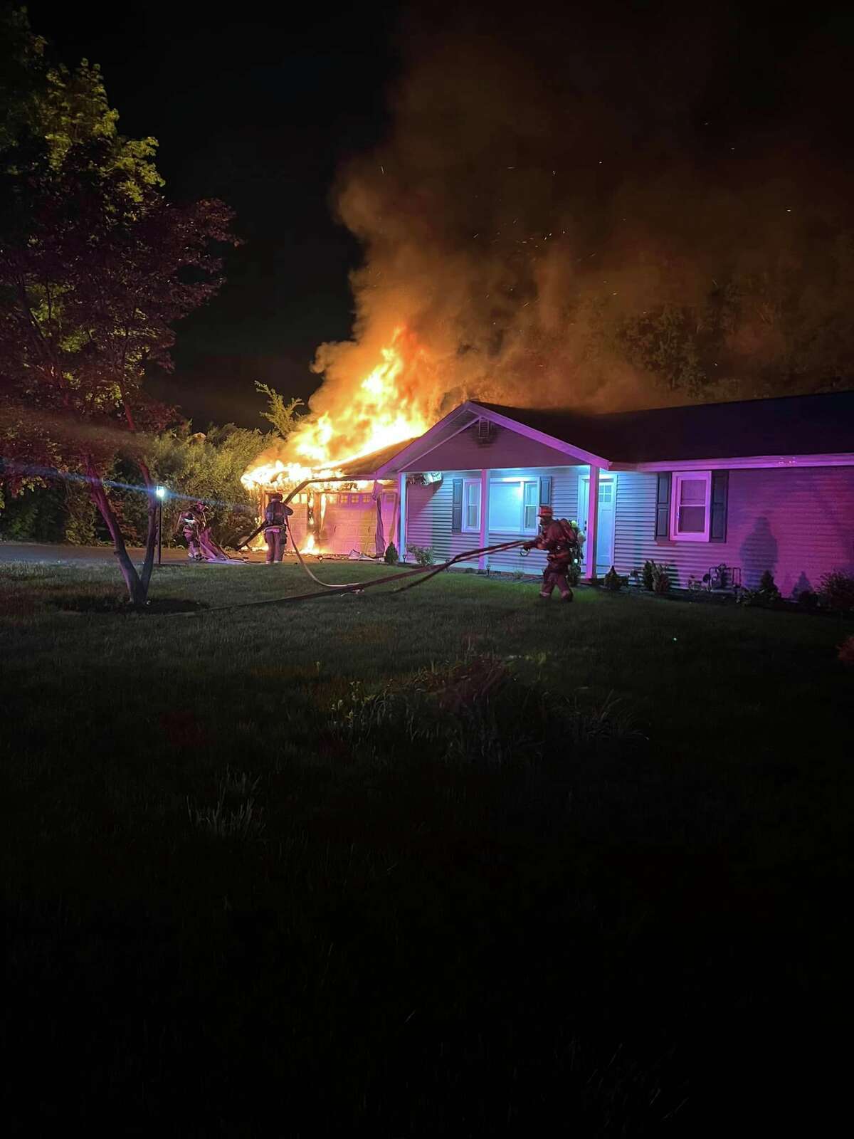 The Shelton Fire Department extinguished a Ripton Road fire that killed one cat and displaced three on Sunday, May 7, 2023. The Shelton Fire Department extinguished a Ripton Road fire that killed one cat and displaced three on Sunday, May 7, 2023.
